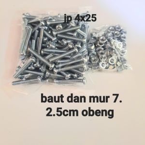 baut dan mur 7/jp4x2.5cm obeng isi 100set