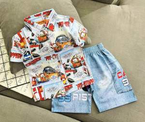 10-23kg bộ sơ mi tay ngắn bé trai thun lạnh loại 1 mềm mịn bền đẹp