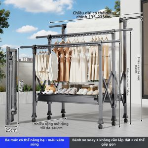 YIXUAN | Giá Phơi Quần Áo Gấp Đôi Dùng Trong Nhà/Ngoài Trời