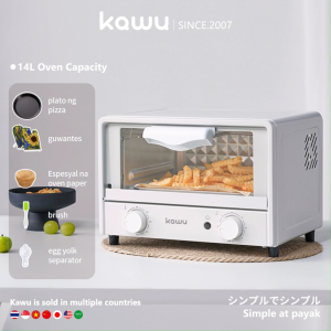 Kawu 14L 800W Electric Oven Toaster | Dual Heating System | 1-Year Warranty | Easy to Clean | Includes 11-Pc Baking Kit (Tray Rack Accessories) | Japan Design