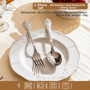 MODERN SWEETHOME | Steak Cuttable Food Grade Stainless Steel Dinnerware Set