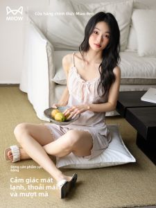 Bộ đồ ngủ MiiOW nữ làm bằng vải lụa băng không tay có đệm ngực thoáng khí