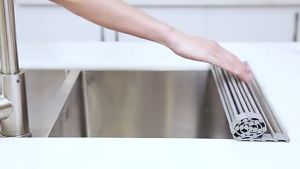 Stainless Steel Roll-up Sink Rack Bowl Holder Over Sink More Space For Kitchen Dish Drying