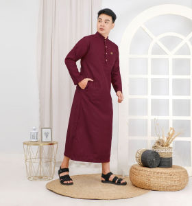 Jubah Gamis Pria Muslim - Baju Koko Pria - Lengan Panjang Emboss A5 Terbaru Lebaran Ramadan 2025
