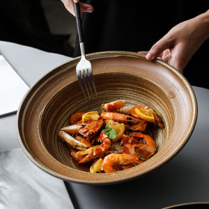 Large Ceramic Bowl for Home Use Soup Bowl Noodle Bowl Creative Personalized Retro Restaurant Boiled Fish Super Large Bowl