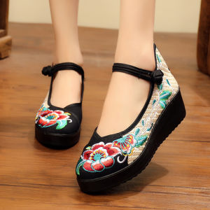 Spring and Autumn Ethnic Style Wedge Thick Sole Cloth Shoes