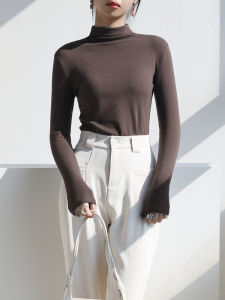 Black Mock-Neck Bottoming Shirt for Women New Arrival Fall and Winter Pure Cotton Inner Western Style Base Clothing Tops T-Shirt White Silm