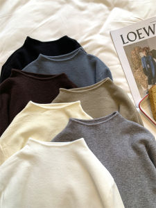 Slim Fit Half High Neck Knit Sweater Womens Inner Wear Autumn Winter Warm Stylish Top Pure Color Commute Korean Style