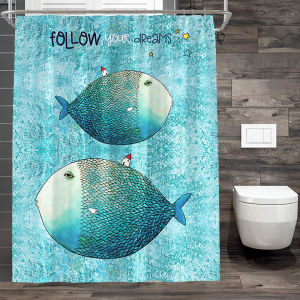 Thickened Cartoon Bath Curtain Set Waterproof Shower Room Partition Curtain Anti-mold Bathroom Privacy Curtain Home Use