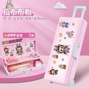 Large Capacity Folding Suitcase Pencil Case for Girls Students Children Multifunctional Stationery Box Plastic Material