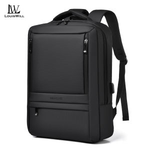 LouisWill Fashion Mens Backpack Business Laptop Backpack Waterproof Texture Film Design Large Capacity Travel Backpack Men 15.6inch Laptop Backpack Multi-function Backpack Casual Backpack USB Charging