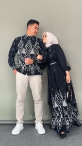 ZUDEVA-MARIPOSA Tenun Setelan Pakaian Keluarga Baju Batik Kondangan Sarimbit Lebaran 2025 gamis couple family set raya Dress elegan atasan tenun