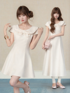 loveheynew | Đầm Hè Tay Ngắn Dây Nơ Ngực Đẹp Dáng