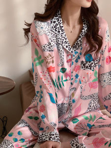 กางเกงนอนลายเสือดาวสำหรับผู้หญิง กางเกงขายาวลำลองสำหรับใส่ในบ้าน เสื้อคลุมหลวมๆ ฤดูร้อน ปี 2025 แห้งเร็ว ระบายอากาศได้ดี น้ำหนักเบา