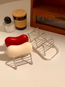 Stainless Steel W‑Shaped Soap Rack Self‑Draining Tray Rust‑Proof Multi‑Grids Soap Organizer Bathroom Kitchen
