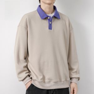 ROMON | Áo thun tay dài thường ngày thời trang mùa thu dành cho nam thương hiệu quốc tế Romon cổ bẻ thường ngày chất liệu polyester