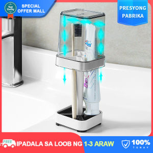 【Japanese Original】Toothbrush Toothpaste Holder Organizer with Cover Cup and Drainer Clean and Hygienic Bathroom Rack Set