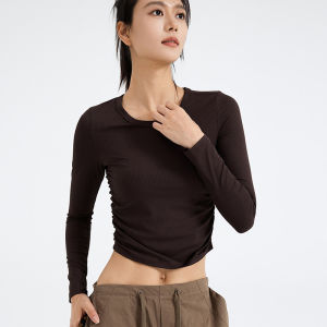 Women Yoga Shirts Long Sleeve Fitness Running Gym Crop Top Workout Dry Fit Breathable High Elastic Workout Tops Sports Shirts