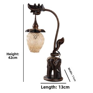 Southeast Asian Style Elephant Decorative Solid Wood Lamp