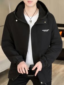 HENGYUANXIANG | เสื้อแจ็คเก็ตมีฮู้ดสำหรับผู้ชาย ทรงหลวม ทรงลำลอง ฤดูใบไม้ผลิและฤดูใบไม้ร่วง เสื้อโค้ทสุดเท่สำหรับเยาวชน ผ้าฝ้ายผสมโพลีเอสเตอร์