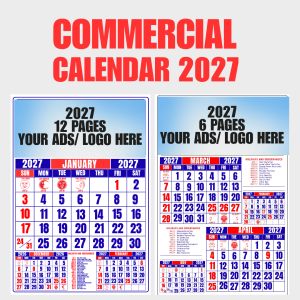 Commercial Calendar 2027 12 Pages A4/A3/LONG Customized Ads/Logo/Business Name High Quality Prints Perfect for Giveaways