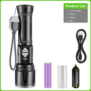 200000LM Flashlight High Power Rechargeable Emergency Zoomable Torch 3000 Meter Magnetic Suction Laser Torch Hiking Lantern18650