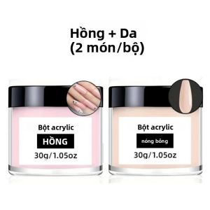 Bộ Bột Nhúng Móng Acrylic 3 Trong 1 Để Nối Móng - Màu Trắng Nude Hồng Trong Suốt - Bột Làm Móng Chuyên Dụng Cho Tiệm Nail