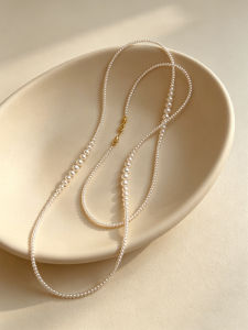 YISHU | Long Thin Freshwater Pearl Necklace Multi-layer Stacking
