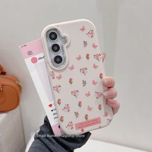 Samsung S25 Ultra Phone Case Soft Silicone Floral Design Protective Cover Anti-Fall Compatible with S24U S23 plus S22 plus