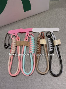 Trendy Color Block Woven Bracelet Lanyard Creative Mobile Phone Pendant Portable Wristband Keychain Anti-Loss Anti-Fall for Women