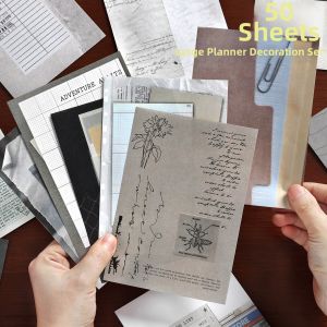 Vintage Style Notebook Paper with Text and Landscape Patterns 50 Sheets
