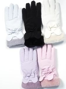 Women s Warm Gloves Fleece Lined Thickened Bowknot Fur Edge Windproof Antifouling for Autumn Winter Outdoor Cycling Sports