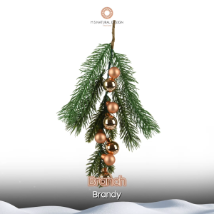 กิ่งสนตกแต่งคริสต์มาส พร้อมลูกบอลแก้ว Brandy | Christmas Branch with Brandy Glass Baubles