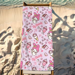 Sanrio | Cute My M-Melody Towel Beach Shower Bath Travel Lightweight Skin Friendly for Pool Camping Cruise Summer