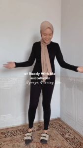 PROMO Paket Setelan Manset & Legging Wanita Dewasa ( HITAM )