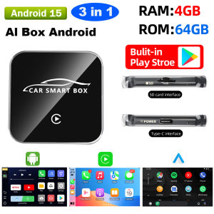 Grandnavi | 4G 64G Android 15 3in1 CarPlay Ai Box Wireless Android Auto USB Adapter For Youtube Netflix Automatic Connection