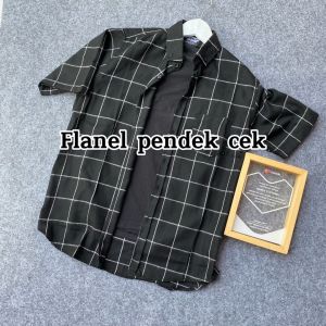 Kemeja Flanel Lengan Pendek Kotak Kotak terbaru 2024
