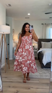 DazCrazyChic Elegant Sleeveless Floral Print Challis Midi Dress with Side Pockets - Comfortable FreeSize M to XL