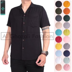 Kemeja pendek polos pria terbaru casual masa kini kemeja pria kemeja distro korea model PANTAI HAWAI