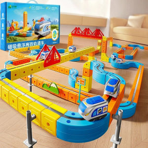 DIY Cube Track Electric Magnetic 3D Tracks Train for Kids Cube Trains STEM Montessori Toy Vehicle Gravity Maze Toy Learning Set