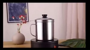 9060 หม้อกรองน้ำมัน หม้อเก็บน้ำมัน พร้อมตะแกรงกรอง หม้อกรองน้ำมันสแตนเลส หม้อ1ลิตร