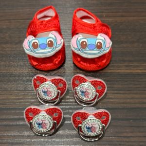 Disney | Newborn soothing pacifier Kawaii soft bed shoes Children (boys and girls) three-dimensional plush head pattern shoes First
