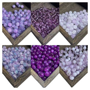 Tím / Tím Violet / Tím Hoa Cà Hạt Thủy Tinh Gradient DIY Vòng Tay Dệt Bằng Tay Vòng Cổ Trang Sức Rộng Rãi Hạt Thời Trang Sành Điệu Hữu Cơ Chất Liệu Kho Tươi