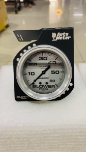 วัดบูส เทอร์โบหน้าน้ำมัน หน้าขาวเข็มดำ 35psi-60psi พร้อมขาไทเท ดำ เงินใบไม้