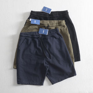 Mens Casual Cotton Fleece Shorts Beachwear Loose Fit Summer Sporty Five-Quarter Length Outerwear Fashionable Straight Leg