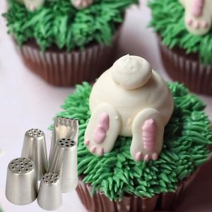5Pcs Metal Cake Cream Decoration Tips Set Pastry Tools Stainless Steel Piping Icing Nozzle Cupcake Head Dessert Decorators Tools
