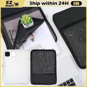 INS Simple A4 Transparent Mesh Zipper File Bag Zipper File Holder Stationery Organizer Bag Storage Bag