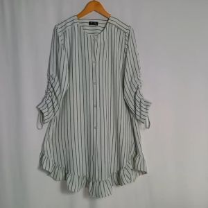 New Update Baju Atasan Muslim Wanita / Tunik Salur Rumbe Kancing (Busui) - Good Quality - Yarndyed Crinkel Premium