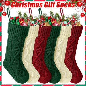 37CM Christmas Gifts Stockings Personalized Candy Bag Large Capacity Xmas Tree Hanging Present Cable Knitted Socks Decoration