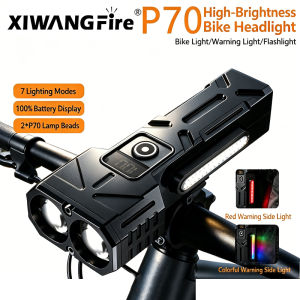 Bicycle Headlight USB Rechargeable Bright LED Bike Light Digital Display Waterproof Flashlight for Night Riding Hiking Camping